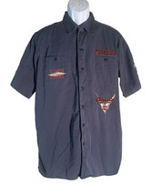 HARLEY-DAVIDSON Men&#39;s Short Sleeve Button Down Patch Shirt Blue Large - $22.76