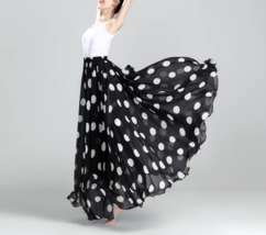 Polka Dot Print Chiffon Skirt Summer Chiffon Skirt Custom Plus Size Beach Skirt image 13