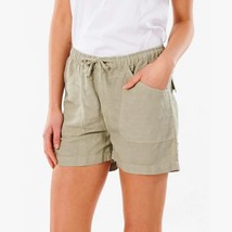 Rip Curl Panoma Linen Blend Hi-Rise Shorts Stone Green XL NEW - $35.00