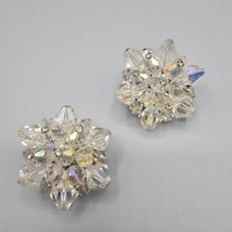 Vintage AB Crystal Bead Brooch Set (2) Iridescent Crystal Pins Atomic Round - $24.99