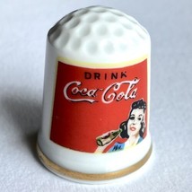 1982 Vintage Drink Coca~Cola Ceramic Gold Rim Thimble Msr Imports Label Japan - £10.38 GBP
