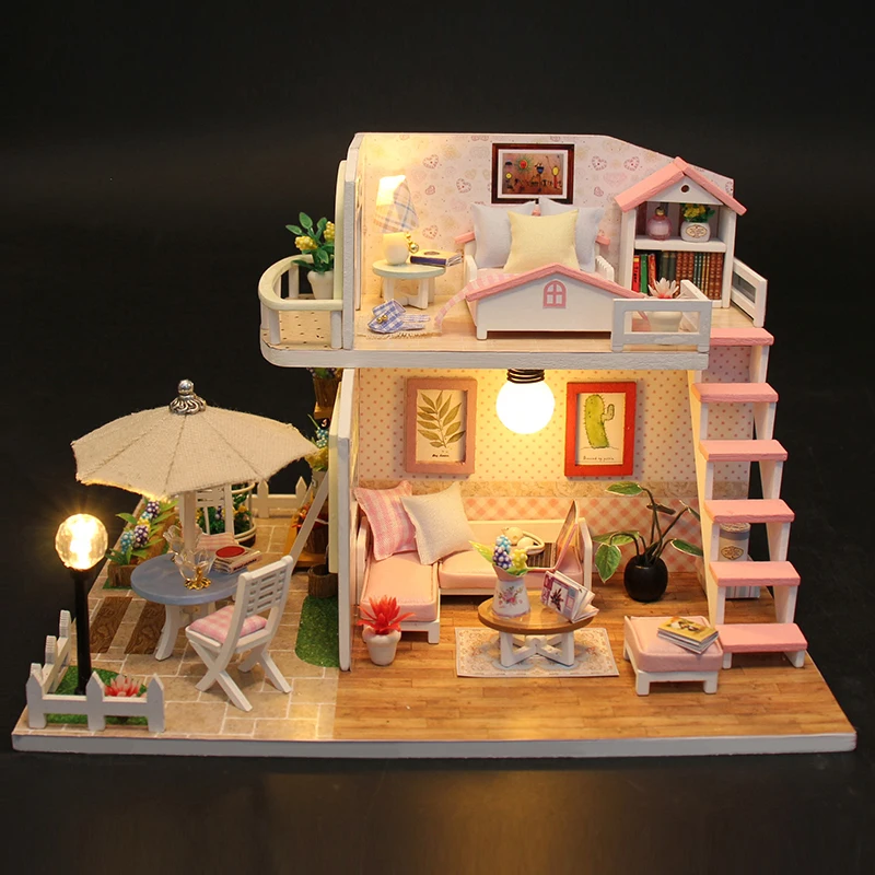 Creative handmade DIY 3D puzzle, pink doll house, children&#39;s toys, girls, - £23.64 GBP