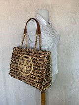 Nwt Tory Burch Classique Cuoio / Naturel Ella Raffia Petit Chaîne Sac - £476.89 GBP