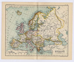 1912 Antique Map Of Europe / Germany Austria Hungary Russia France Great Britain - £21.30 GBP