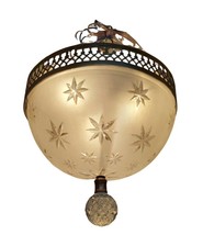 Stunning Vintage Brass Art Deco Home Ceiling Fixture Antique Hanging Light Lamp - $544.50