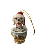 Dalmation Dog w/Santa Hat in Bucket Ornament 4&quot; x 2.5&quot; Polyresin Merry B... - $9.00