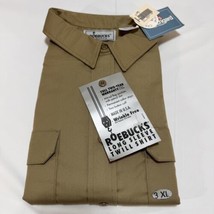 Sears Roebucks Vintage Long Sleeve Twill Shirt 3XL Khaki Tan NOS - £32.05 GBP