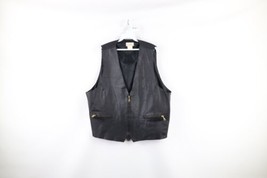 Vintage 90s Streetwear Womens 1X Distressed Leather Full Zip Riding Vest Jacket - £40.63 GBP