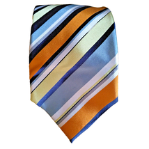 Geoffrey Beene Designer 100% Silk Men&#39;s Multi Color Bold Striped Neck Tie - $8.95