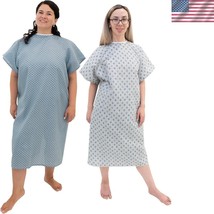 2 Pack Blue and White Snowflake Hospital Gowns - One Size Fits All, Ties - $26.99