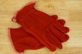 VINTAGE Unisex Cowboy Western Style Gloves Red Suede Leather Knit Lining L/XL - £23.01 GBP