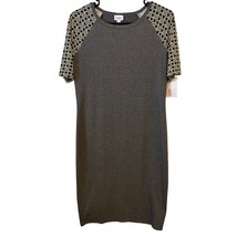 New LuLaRoe Julia Dress Medium Shift Knee Length Gray Polka Dots Polyester - £9.97 GBP