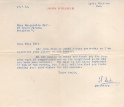 John Gielgud Knighthood Letter Of Congratulations Secretary Hand Signed - £6.72 GBP