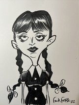 Wednesday Addams Girl Horror Original Art Copic Marker Drawing By Frank Forte - £29.85 GBP