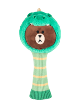 Line Friends Golf Dino Brown Wood Utility Headcover V2 Golf Cover Access... - $48.90