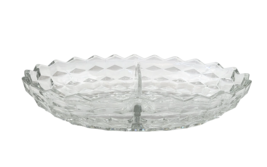 Fostoria American Clear Glass 2 Part Divided Relish Dish 10&quot; x 7&quot; - £14.26 GBP