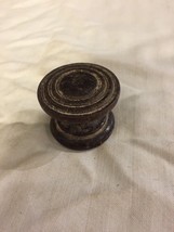 Vintage Antique Carved Dark Wood Round Knob Cabinet Drawer Pull 4.75cm - $24.99