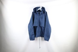 Vintage 90s Woolrich Mens XL Blank Hooded Full Zip Windbreaker Jacket Navy Blue - $44.50