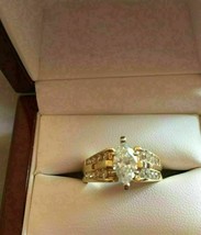 2Ct Marquise Künstlicher Diamant Solitaire Verlobungsring 14K Gelb Vergoldeter - £102.10 GBP