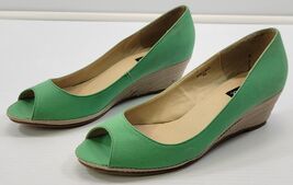 BG) Go Max Woman Bali-03X Wedge Green Canvas Material Heel Shoes 8.5 - $11.87