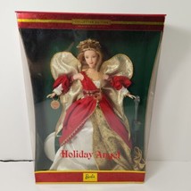 Barbie 2001 Holiday Angel Red Gold Dress Gown Wings Stand Christmas Collector - £21.66 GBP