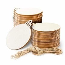Wood Ornaments for Crafts, 30-Piece 3.5 Inch Unfinished Round Wooden Circles wit - £30.56 GBP