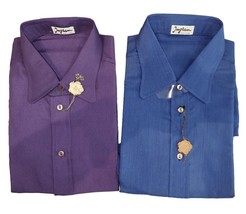 Men&#39;s Long Sleeve Shirt Vintage No Iron Ingram Dark Solid Colour Neck 41 - £32.31 GBP