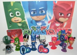 PJ Masks Party Favors 14 Set with 10 Fun Figures, 2 PJ Stickers, 2 PJ Rings - £12.00 GBP