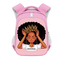 Cute Afro Girls Backpack Children School Bags Black Girls Daypack Africa America - £32.23 GBP