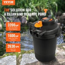 Bio Pressure Pond Filter, 3200 Gallons, 13W UV-C Light, 2630 GPH, for Koi Fish - £144.88 GBP