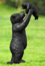 16&quot;H Aluminum Whimsical Rustic Forest Black Momma Bear Lifting Her Cub S... - £90.59 GBP