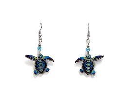 Sea Turtle Animal Graphic Dangle Earrings - Womens Fashion Handmade Jewelry Trop - £11.65 GBP