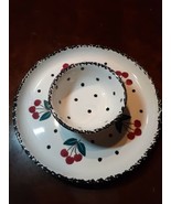 Chaparral Pottery Chip Dip Cherry Platter w/ Dipping Bowl Fruit - $11.87