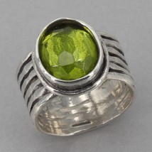Retired Silpada Oxidized Sterling Silver Green Glass DAINTREE Ring R1463 Sz 6.75 - £31.96 GBP
