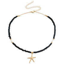 Black Howlite &amp; 18K Gold-Plated Beaded Starfish Pendant Necklace - £10.35 GBP
