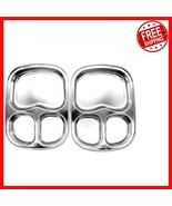 3-Compartment Stainless Steel Divided Plates for Kids - Set of 2, BPA Free - $770.75 MXN