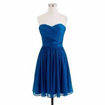 J.Crew ARABELLE Strapless Silk Chiffon Cocktail Dress MATISSE BLUE 6 P N... - $67.56