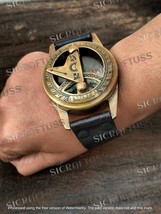 Vintage Old Style WWII Wristwatch Brass Sundial Compass - Custom Engraved Gift - £18.17 GBP+