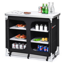 Outdoor Camping Cooking Table with Storage Organizer - Color: Black - $2,890.38 MXN