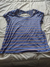 Eye Candy Womans 2X Blue Striped Shirt-Brand New-SHIPS N 24 Hours - £23.64 GBP