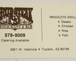 Grub Steak restaurant Vintage Business Card Tucson Arizona bc4 - £3.93 GBP