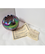 Vtg Fenton Purple Carnival Glass Rose Bowl Vase Cutshaw Gold Lattice Flo... - $87.72 CAD