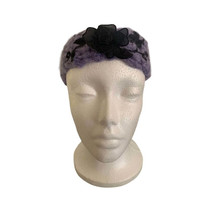 Handmade Purple with Black Flower Crocheted Headband - New - £11.96 GBP