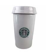 2000 Starbucks Coffee Traveler Mug White Ceramic 8-1/2&quot; Canister Cookie Jar - £23.02 GBP