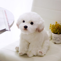 Simulation Maltese Dog Plush Toy Stuffed Animal Realistic Schnauzer Bichon Frise - £34.71 GBP