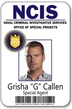 Grisha &quot;G&quot; Callen Special Agent Ncis Name Badge Halloween Prop Cosplay Magnetic - £13.58 GBP