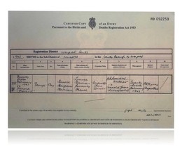 George Harrison Authentic Certified UK Birth Certificate Copy Authentic ... - £252.56 GBP