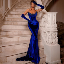 Strapless  Velour  Party Dress  Ankle Length  Shining Crystal Formal Eve... - $98.00