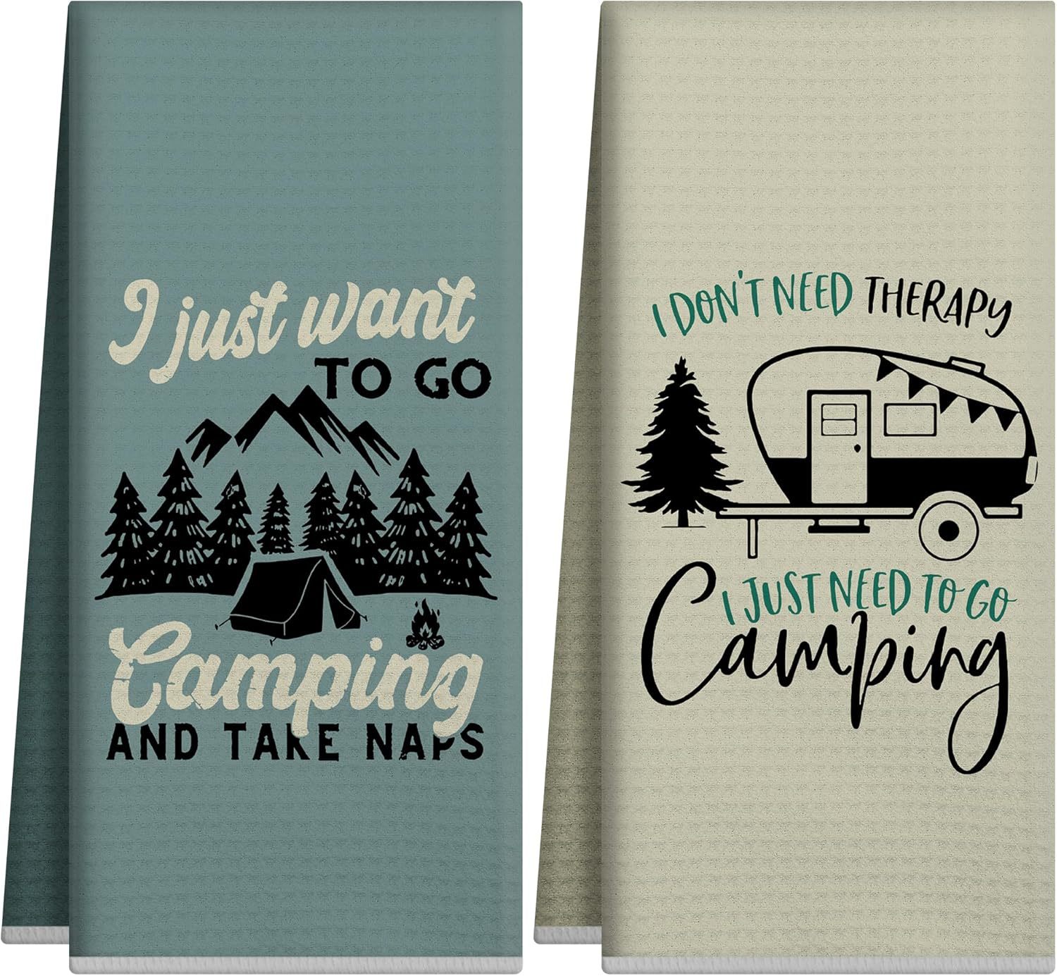 Camping Kitchen Towels Sets Of 2,Go Camping Kitchen Decor,Housewarming F... - $26.99