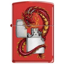 Zippo Lighter - Dragon &amp; Zippo Red Matte - 853750 - $30.56